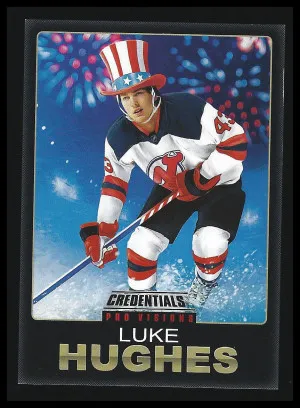 2023-24 Credentials Luke Hughes Pro Visions Rookie Card RC front