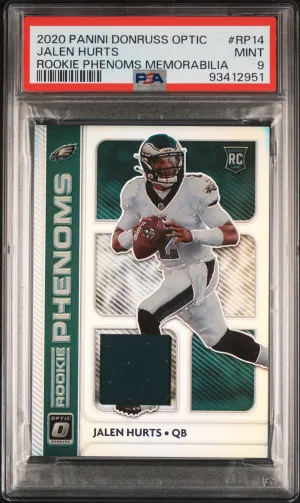 2020 Panini Donruss Optic Rookie Phenoms Memorabilia Jalen Hurts Rookie Phenoms Memorabilia front