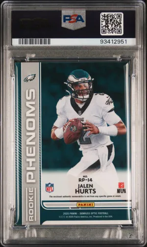 2020 Panini Donruss Optic Rookie Phenoms Memorabilia Jalen Hurts Rookie Phenoms Memorabilia back