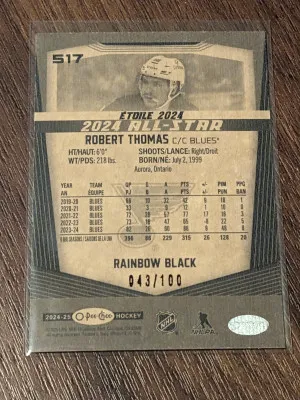 Robert Thomas /100 O-pee-chee 2024-25 Upper Deck OPC BLACK RAINBOW ALL-STAR back