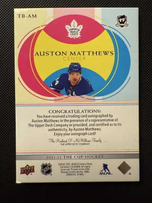 2021-22 UD The Cup Basics Auston Matthews back