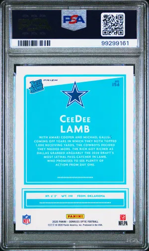 2020 Panini Donruss Optic Ceedee Lamb Blue Hyper back