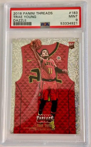 2018 Panini Threads Trae Young Dazzle PSA 9 front