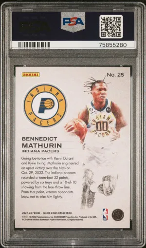2022 Panini Court Kings Works In Progress Bennedict Mathurin RC PSA 10! back