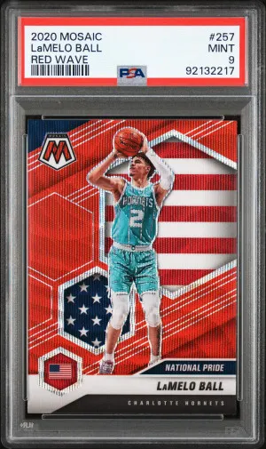 2020 Panini Mosaic Lamelo Ball Red Wave PSA 9 front