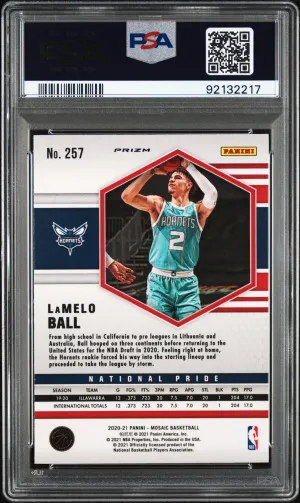 2020 Panini Mosaic Lamelo Ball Red Wave PSA 9 back