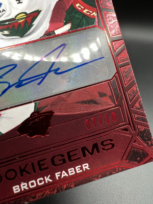 Brock Faber Rookie Gems Red Auto 7/10 (JERSEY #) back