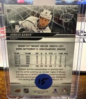 2024-25 Upper Deck Adrian Kempe Red Outburst 9/25 back