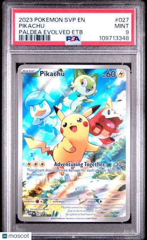 Pokemon TCG Pikachu #027 Paldea Evolved Etb PSA 9 front