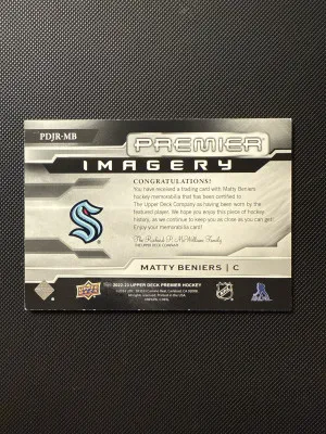 Matty Beniers /300 Imagery Rookies 2022-23 UD Premier back