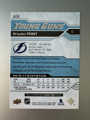2024-25 Upper Deck Young Guns Brayden Point Parallel/Variety back