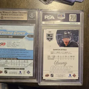 PSA 10 Quinton Byfield Young Guns And BGS 9.5 Sebastian Aho Young Guns back