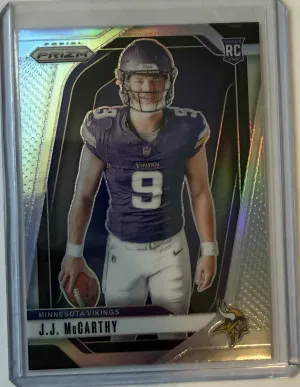 2024 Panini Prizm #13 JJ McCarthy RC Rookie Variation Silver Prizm front