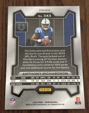 2023 Anthony Richardson Orange Disco Prizm 343 RC back