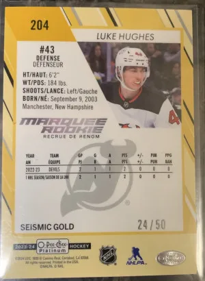 Luke Hughes Seismic Gold 2023 back