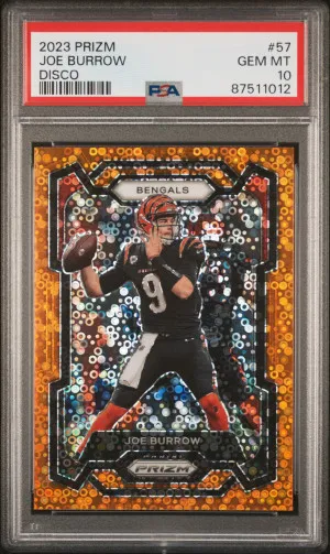 2023 Panini Prizm Joe Burrow Disco Prizm PSA 10 front