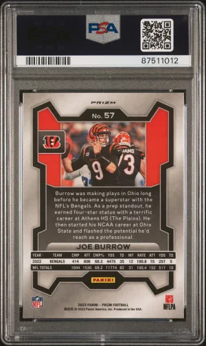 2023 Panini Prizm Joe Burrow Disco Prizm PSA 10 back