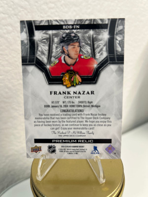 2024-25 Black Diamond Frank Nazar #BDB-FN Premium Relic Patch /50 back