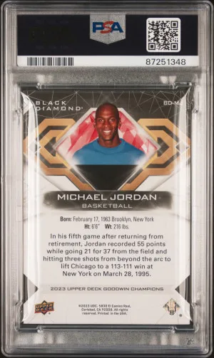 2023 Upper Deck Goodwin Champions Black Diamond Michael Jordan Black Dia-Red Light Fx back