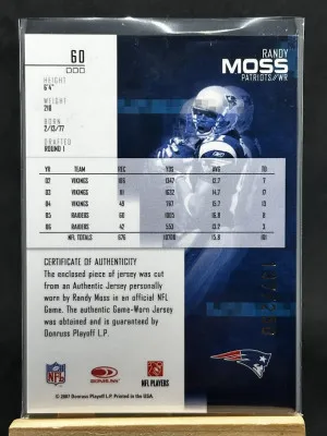 Randy Moss 2007 Donruss Playoff Absolute Mem Rookie Jersey 137/250 #60 back