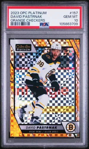 2023 O-Pee-Chee Platinum David Pastrnak Orange Checkers front