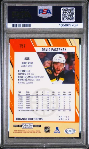 2023 O-Pee-Chee Platinum David Pastrnak Orange Checkers back