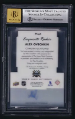 2020-21 Clear Cut Hockey Exquisite Rookie Auto Alexander Ovechkin /25 back