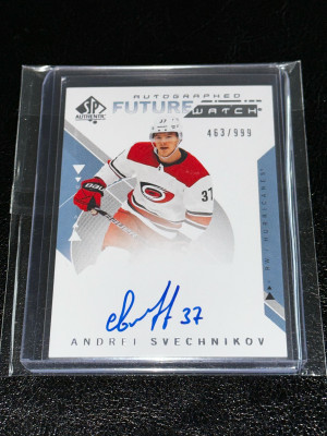 2018-19 SP Authentic Andrei Svechnikov Future Watch Auto RC /999 #187 front