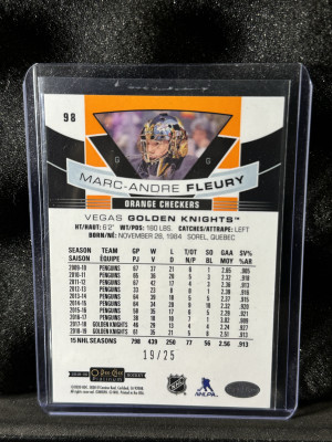 Marc-Andre Fleury OPCP Orange Checkers /25 back