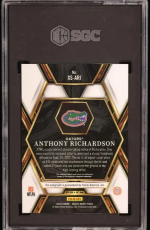 Anthony Richardson 2023 Select Draft Picks X Factor Signatures Prizms #2 RC (SGC 10 | Autograph Graded SGC 10) back