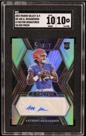 Anthony Richardson 2023 Select Draft Picks X Factor Signatures Prizms #2 RC (SGC 10 | Autograph Graded SGC 10) front