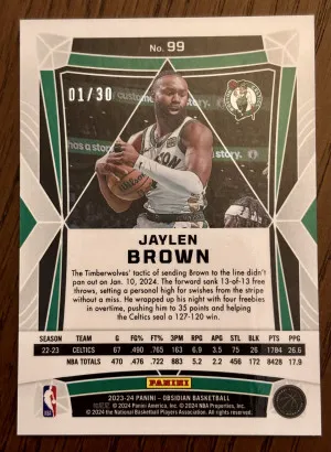 2023 Jaylen Brown Obsidian Electric Etch Blue /30 back