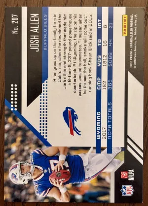 2018 Josh Allen Unparalleled RC back
