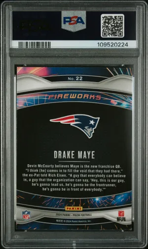 2024 Panini Prizm Fireworks Drake Maye back