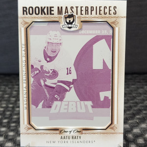 2022-23 UD The Cup Aatu Raty Rookie Masterpieces Magenta Printing Plate RC 1/1 front