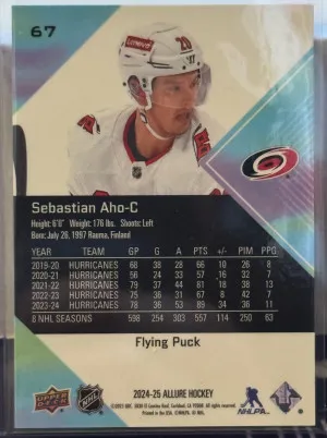 2024-25 UD Allure Sebastian Aho Flying Puck back