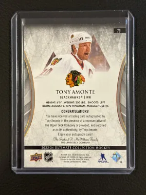 Tony Amonte #79 2023-24 Ultimate Collection Hockey Hard Auto back