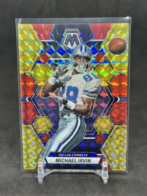 Michael Irvin 2023 Panini Mosaic Choice Red & Yellow Prizm /80 #62 Cowboys front