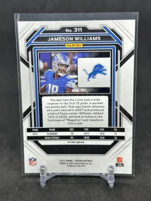 Jameson Williams 2022 Panini Prizm Light Blue Prizm SP Rookie RC #311 Lions back