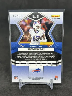Stefon Diggs 2022 Panini Mosaic Gold Disco Prizm /10 #21 Bills back