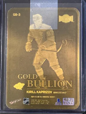 Kiril Kaprizov GB-3 Gold Bullion 2024-25 Metal Universe Hockey back