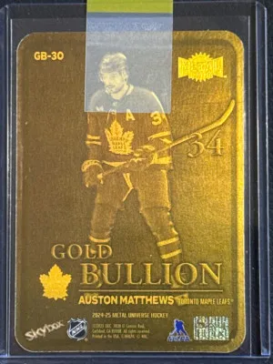 Auston Matthews GB-30 Gold Bullion 2024-25 Metal Universe Hockey back