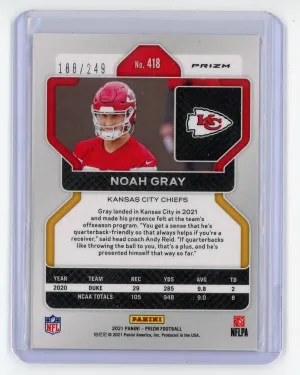 2021 Panini Prizm #418 Noah Gray Rookie Prizms Orange /249 back