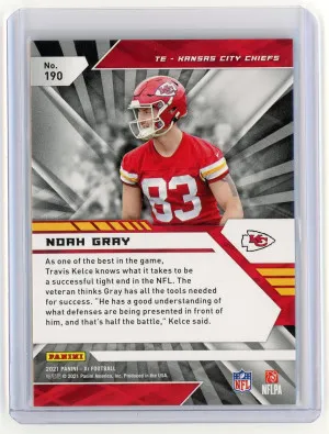 2021 Panini XR #190 Noah Gray Rookie Red #'d /249 back