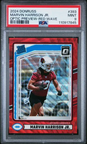 2024 Panini Donruss Marvin Harrison Jr. Optic Preview-Red Wave PSA 9 front