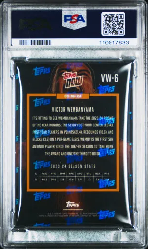 2023 Topps Now Victor Wembanyama PSA 9 back