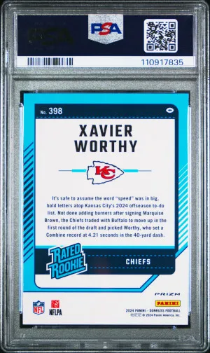 2024 Panini Donruss Xavier Worthy Optic Preview-Pink RC PSA 9 back