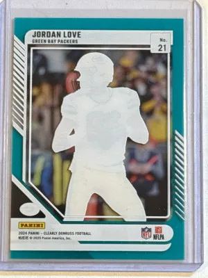 Jordan Love 21 Teal 2024 Clearly Donruss Football back