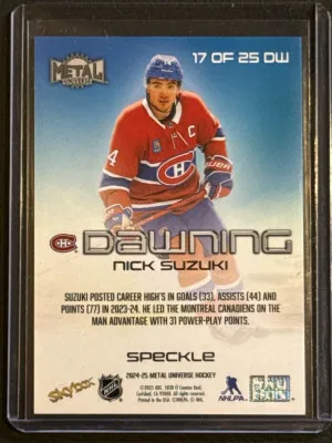 Nick Suzuki Dawning Speckle /199 2024-25 Metal Universe Hockey back