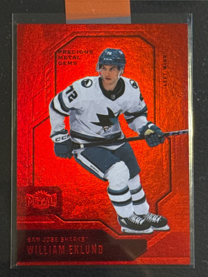William Eklund 42 Precious Metal Gems Red #018/100 2024-25 Metal Universe Hockey front